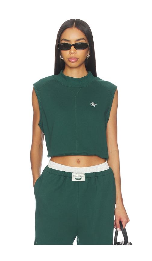 gold hinge mock neck sleeveless top in dark green. - size m (also in s, xs)