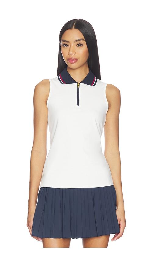 gold hinge zipper polo tank top in white. - size s (also in xl)