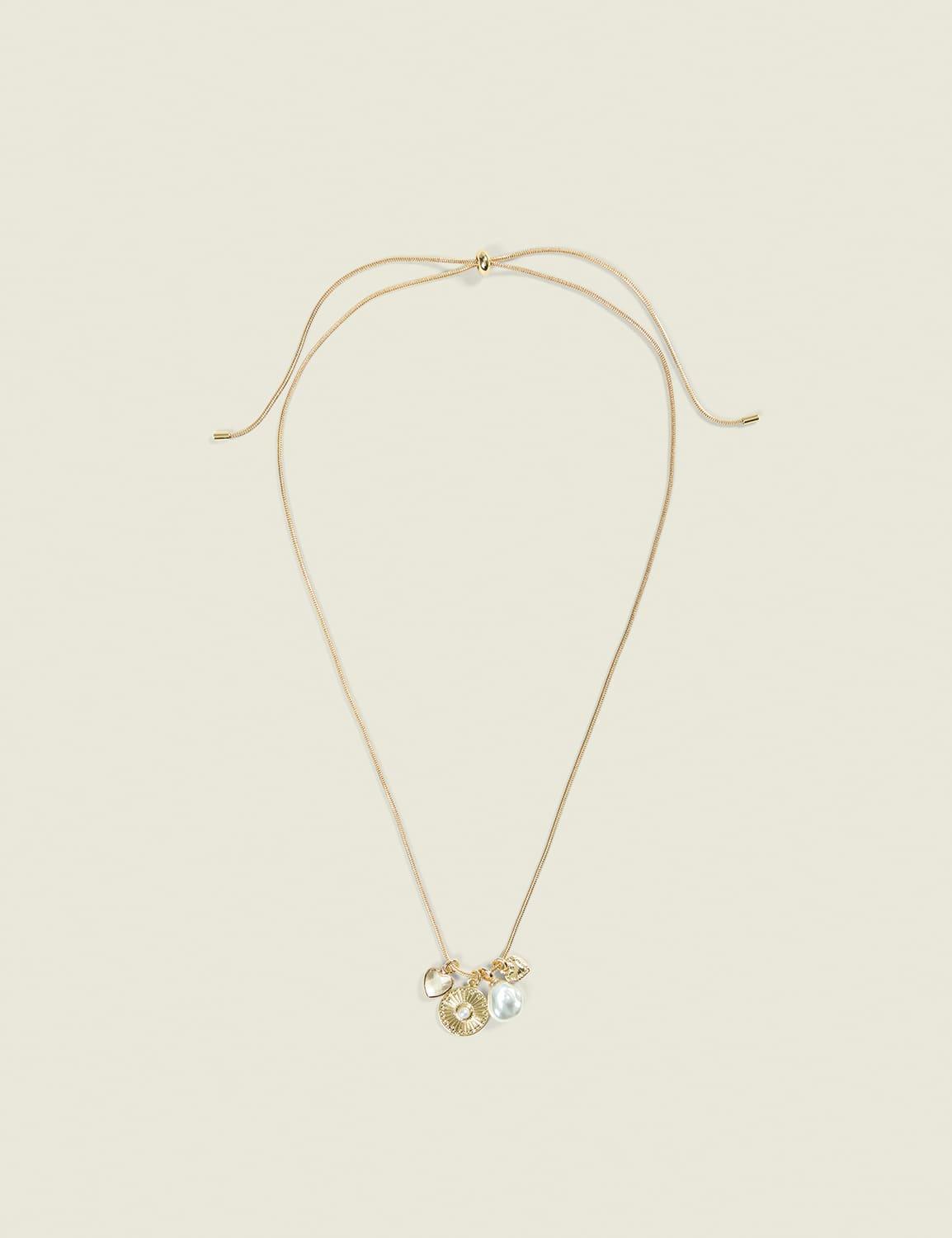 gold pull chain charm necklace