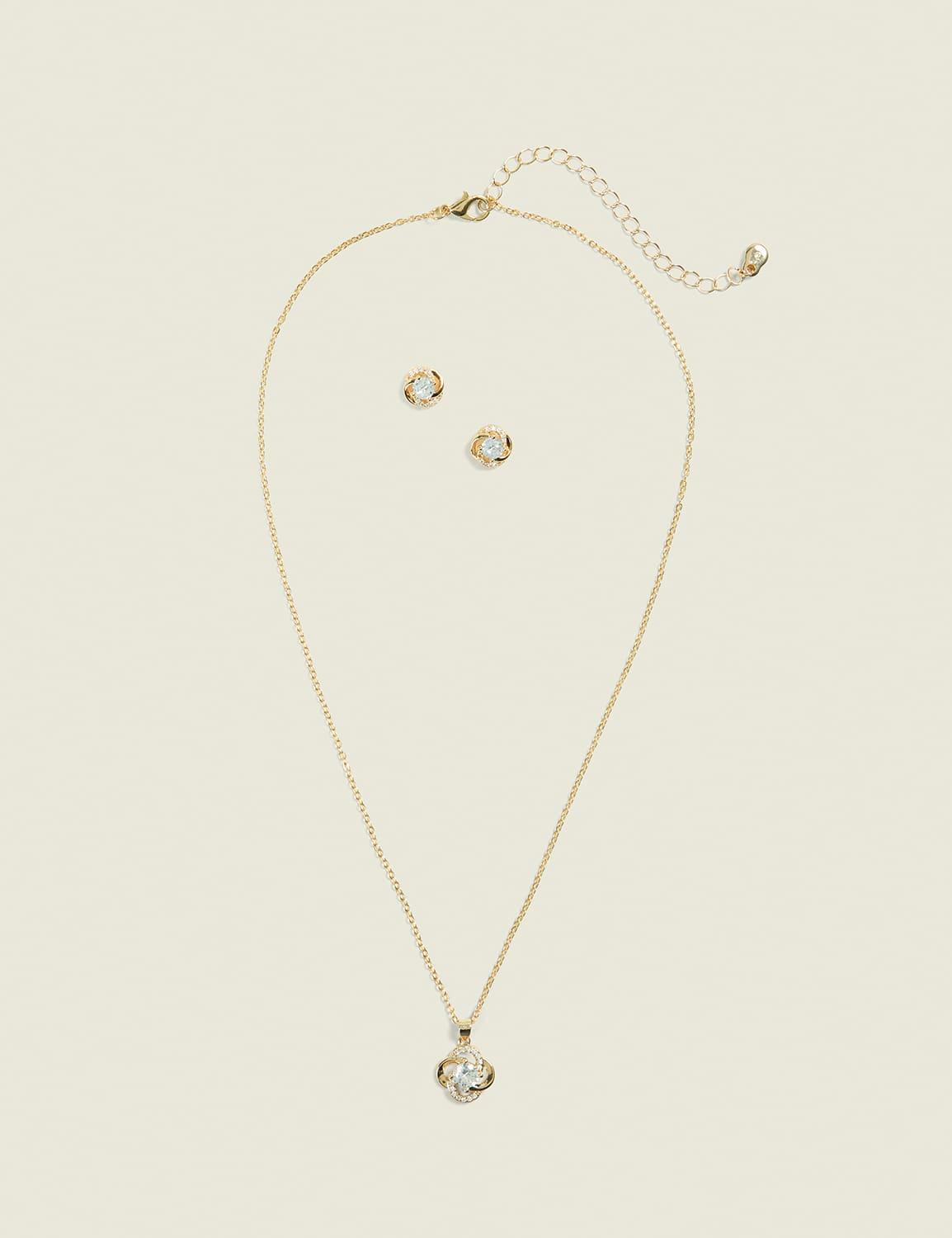 gold twisted necklace & earring set