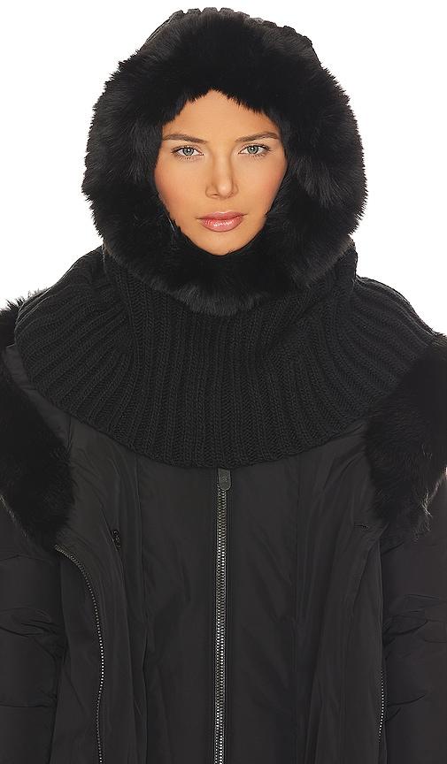 goldbergh naomi hooded scarf in black.