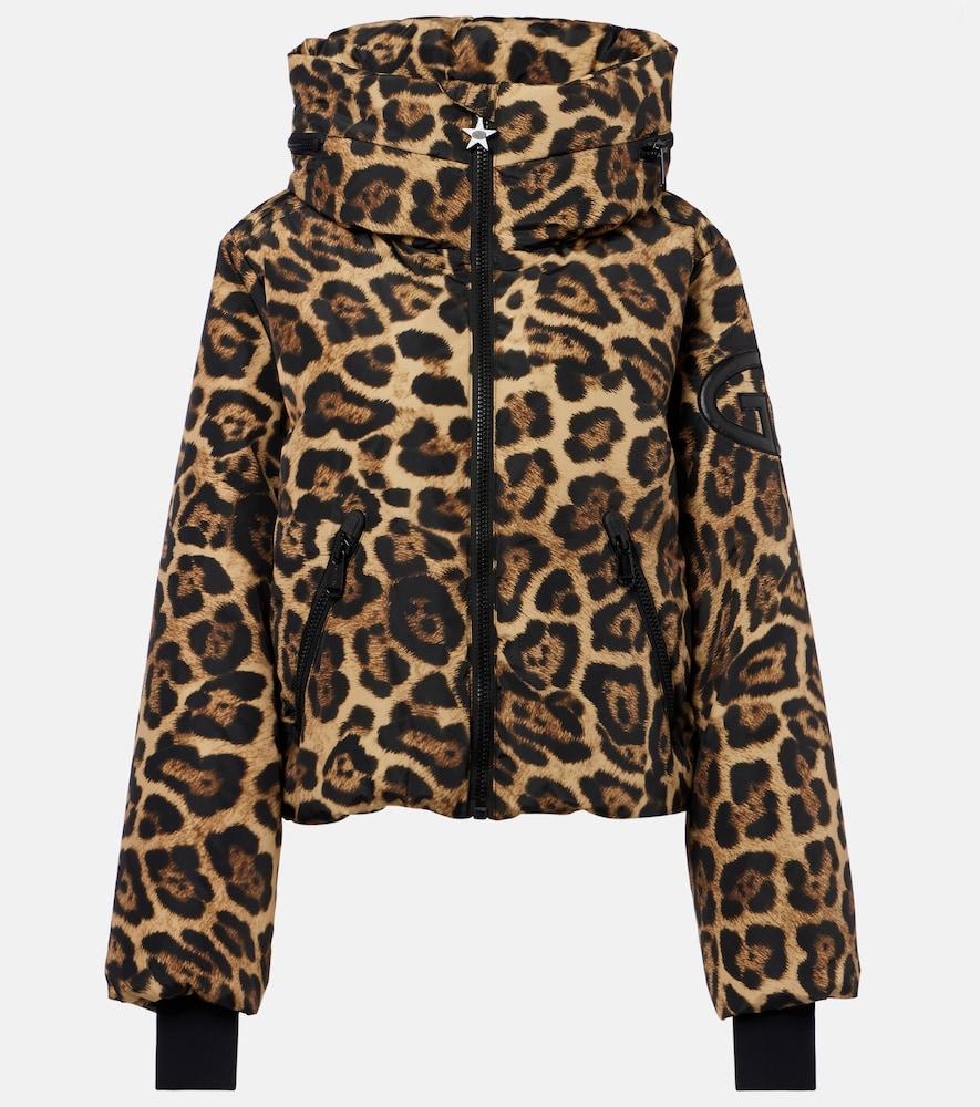 goldbergh pantera leopard-print down ski jacket
