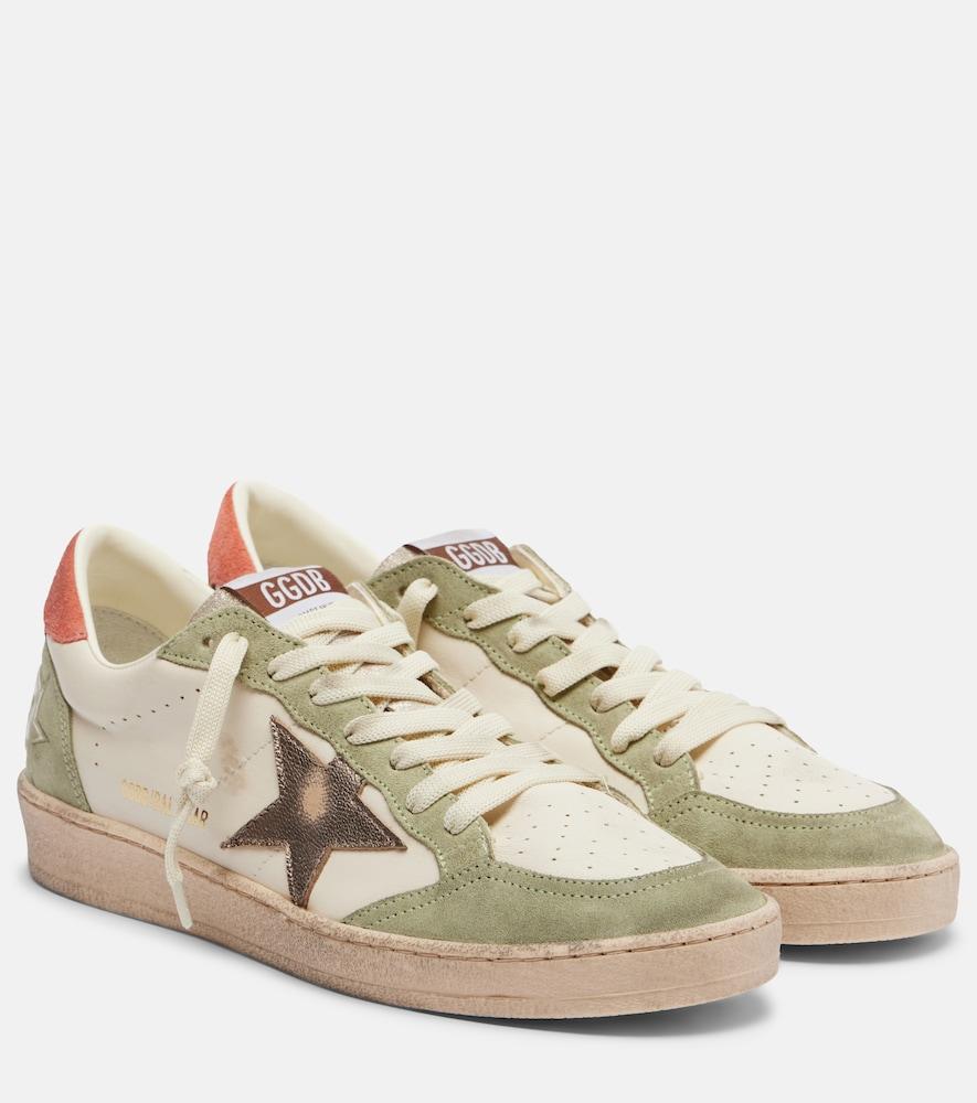 golden goose ball star suede-trimmed leather sneakers