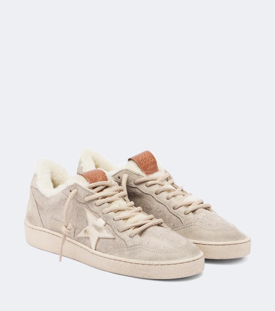 golden goose ball star suede-trimmed sneakers