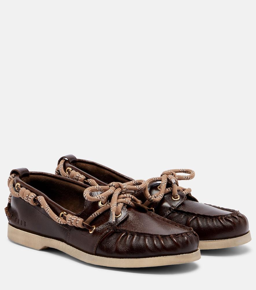 golden goose cruise leather boat shoes