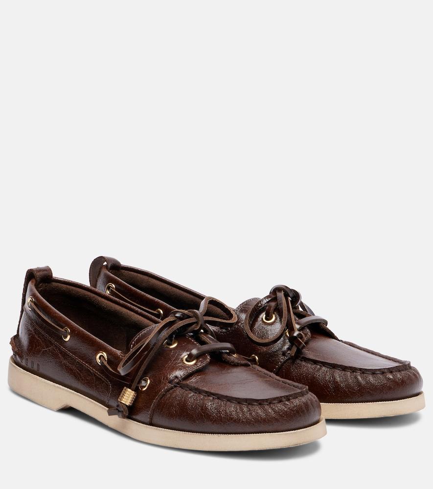 golden goose leather boat shoes