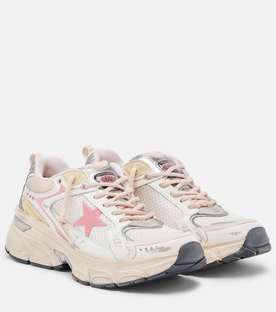 golden goose lightstar leather-trimmed sneakers