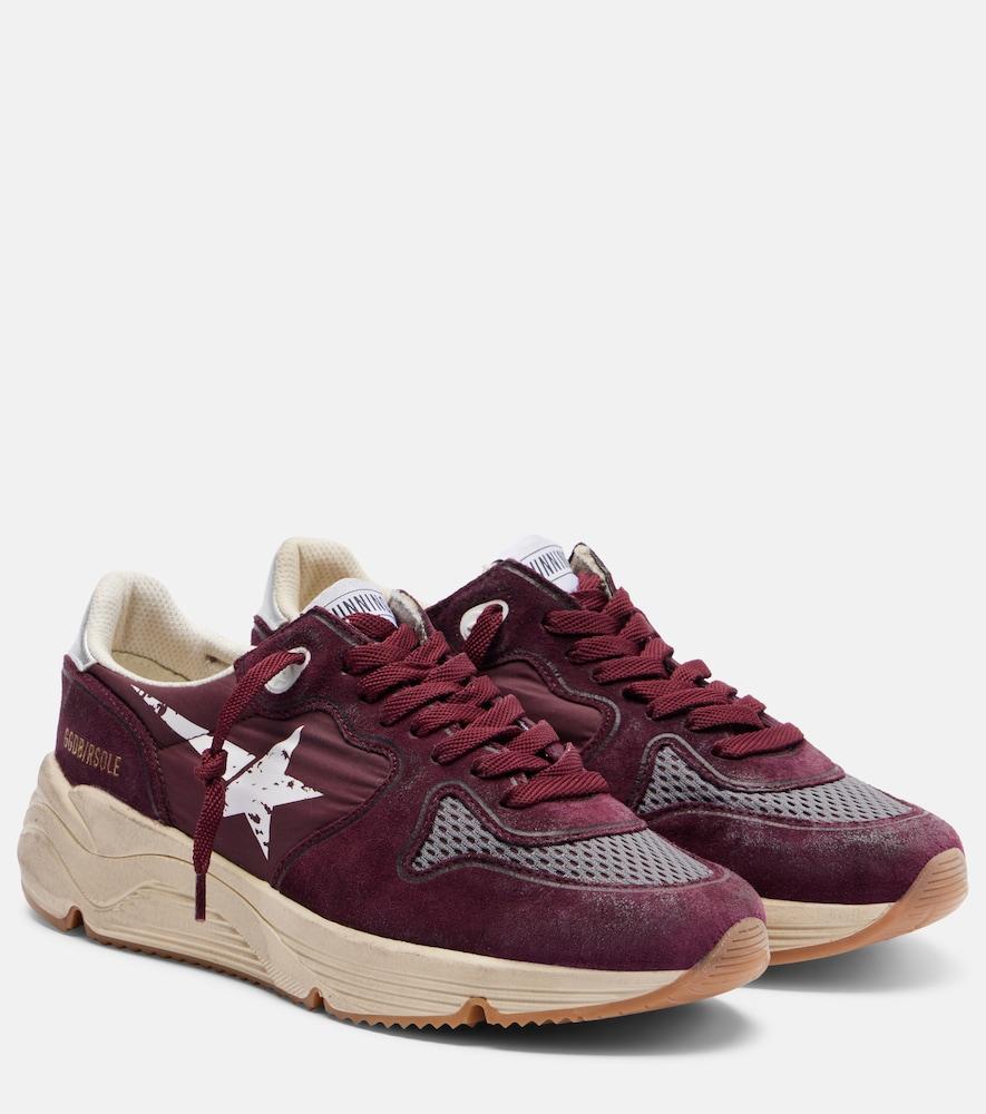 golden goose running nylon suede-trimmed sneakers