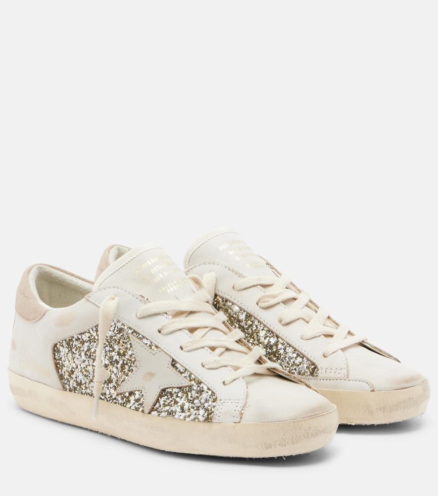golden goose super star glitter leather sneakers