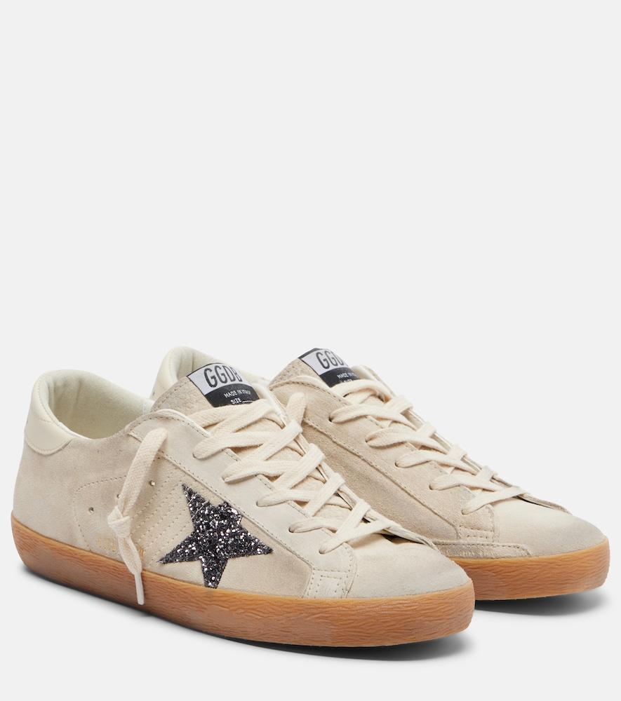 golden goose super-star glitter suede sneakers