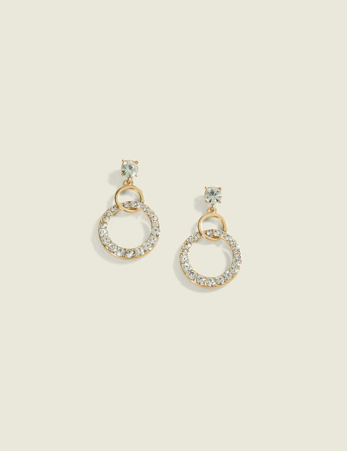 goldtone & pave linked drop earrings