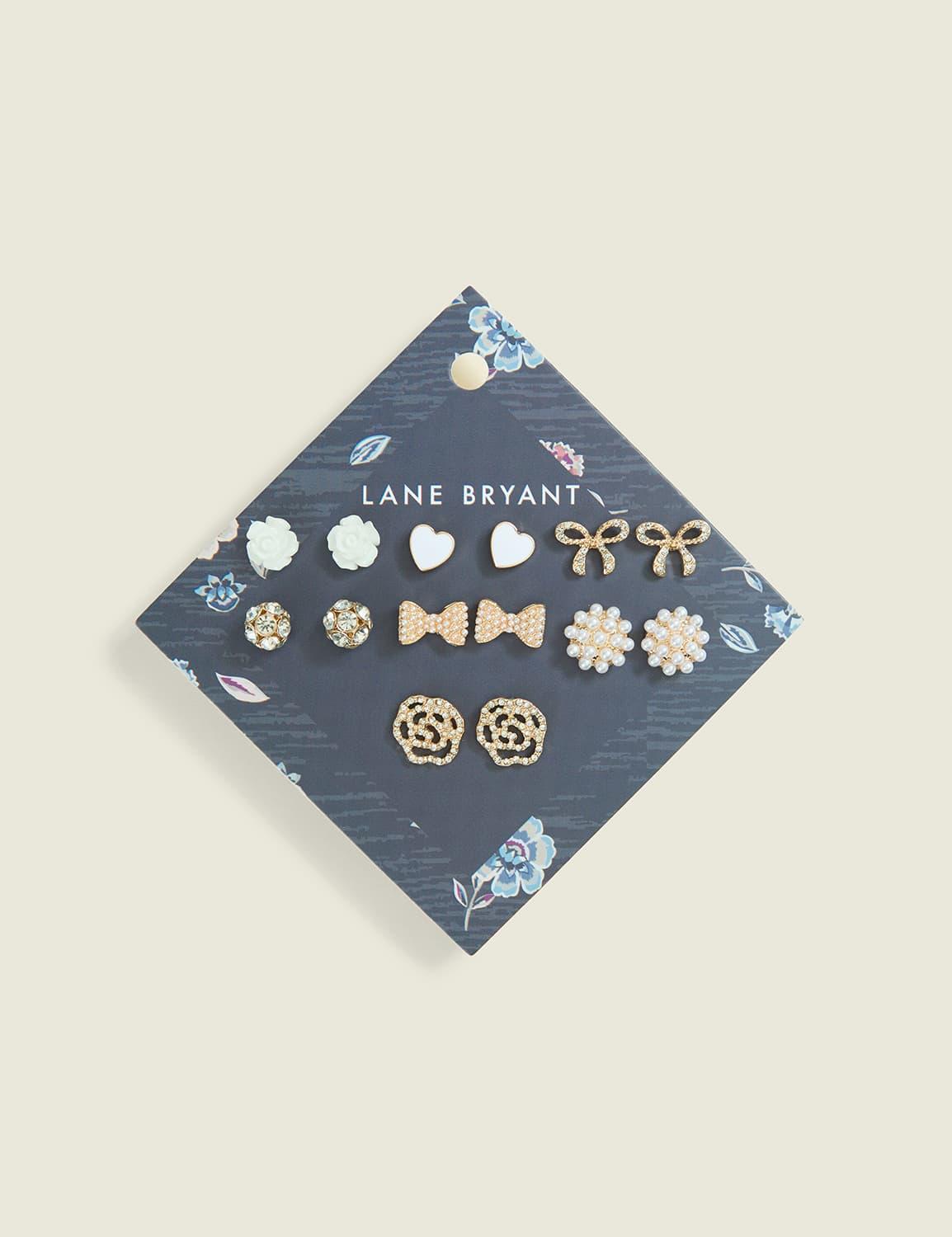 goldtone & pearl detail earrings 7-pack