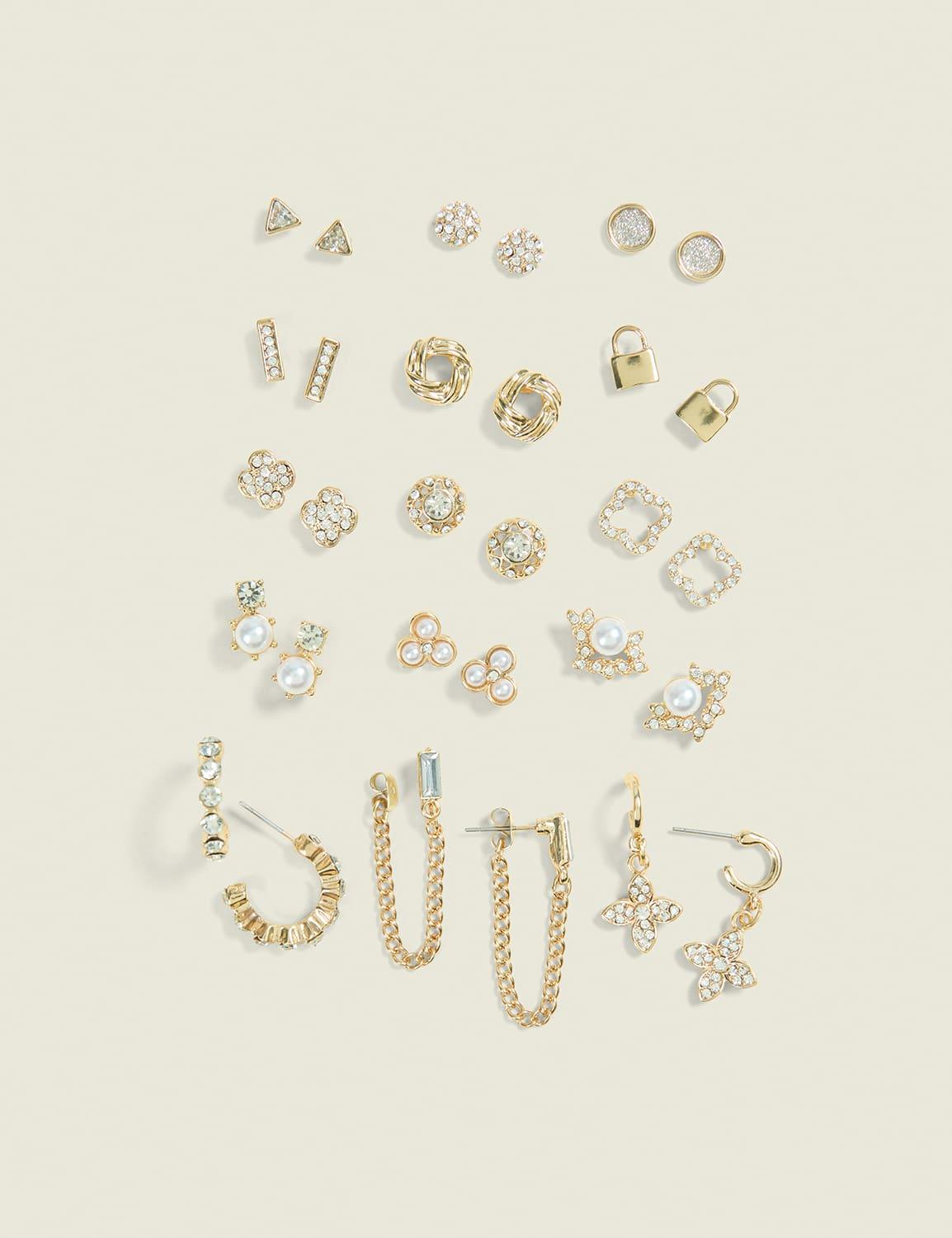 goldtone & pearlized earring mega pack