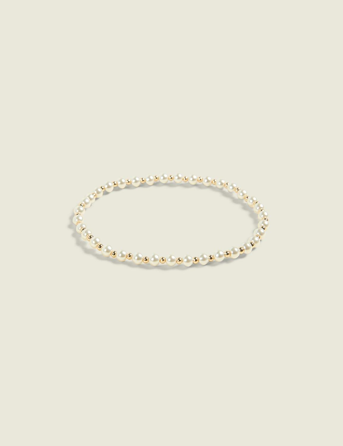 goldtone & pearlized stretch bracelet