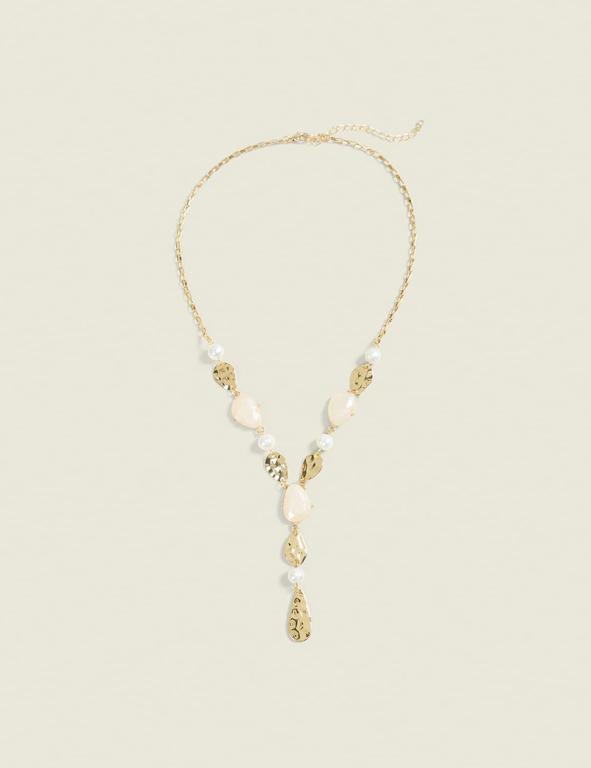 goldtone & white imitation stone necklace