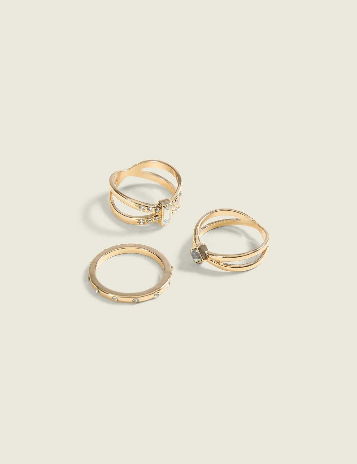goldtone baguette ring stack