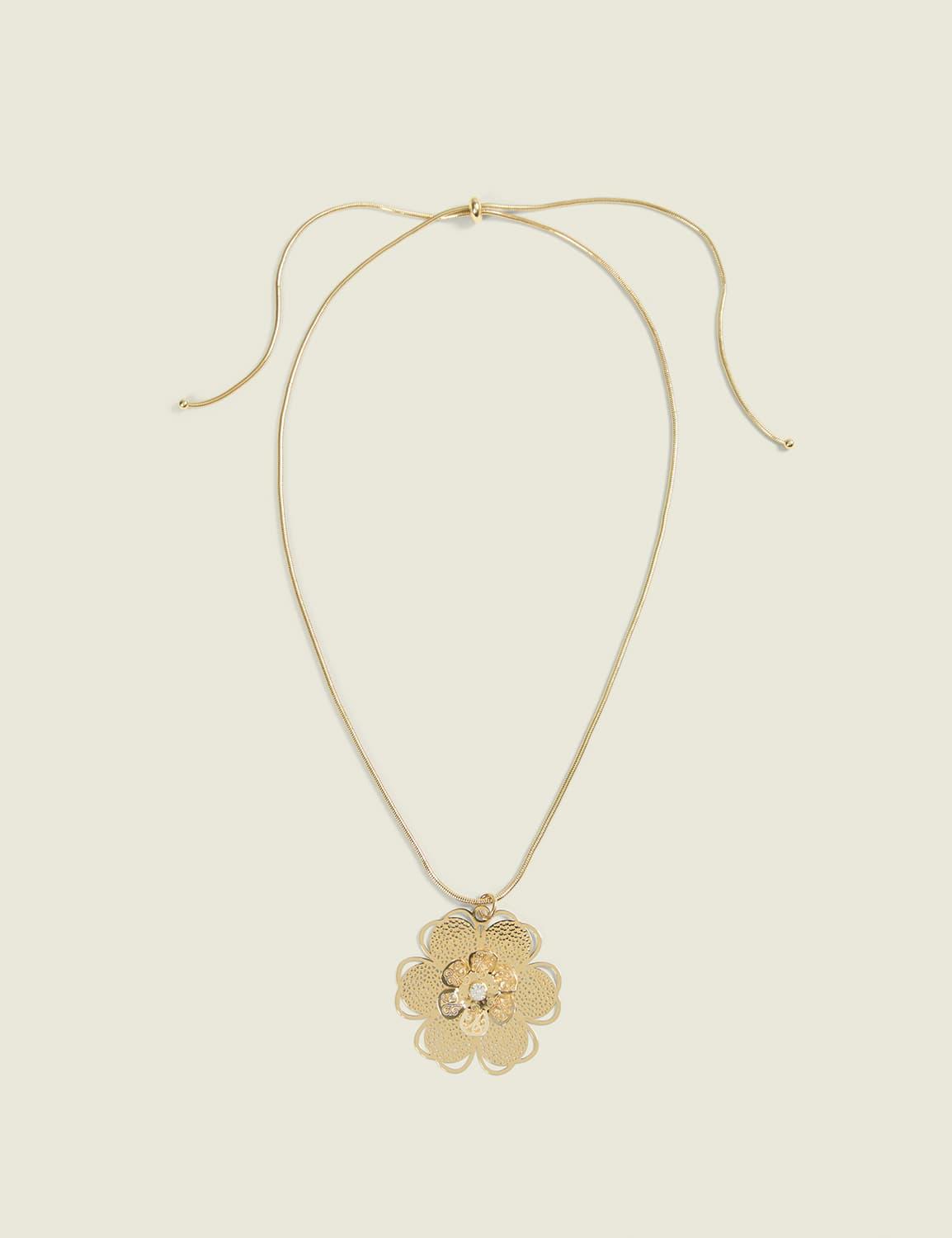 goldtone floral filigree statement necklace