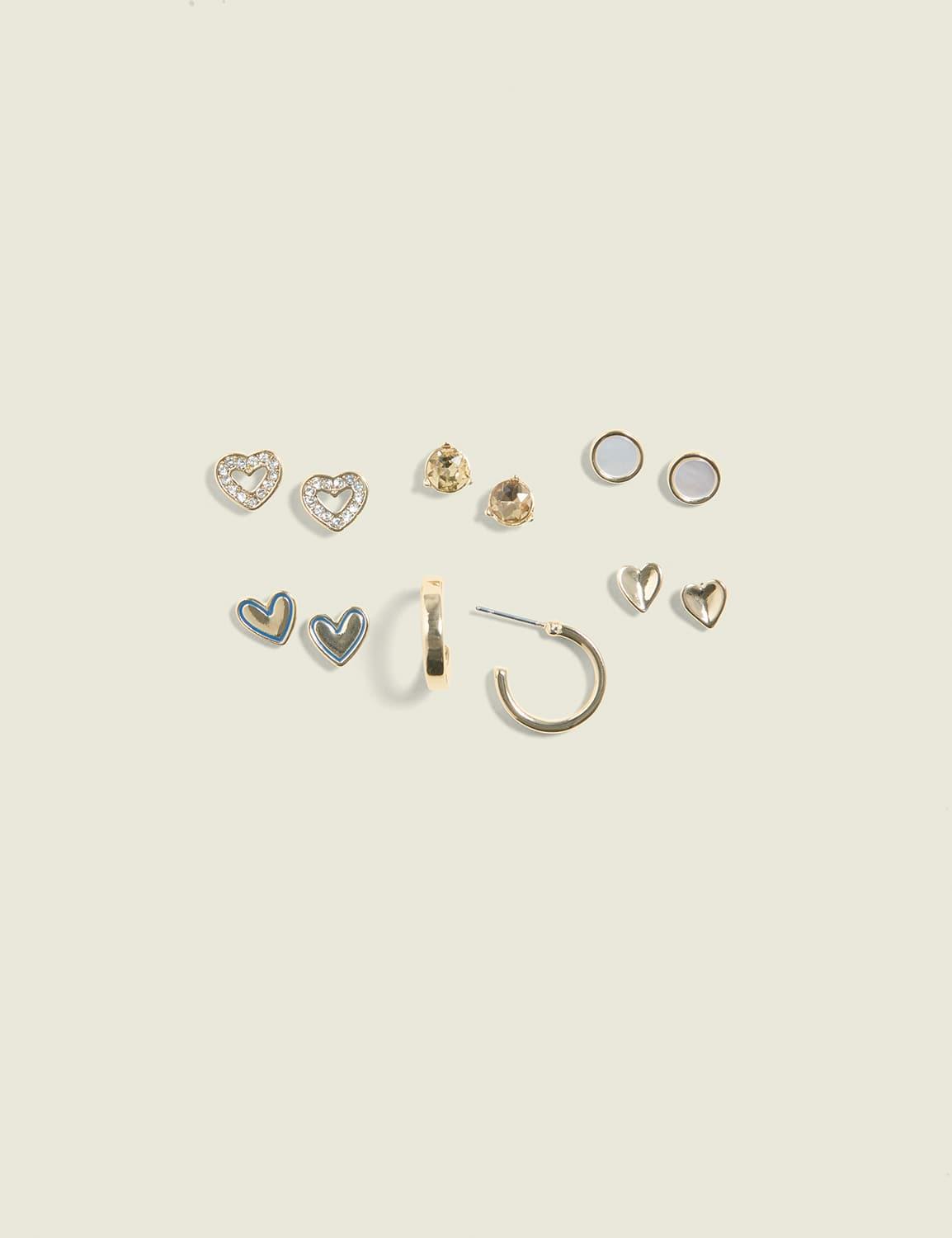 goldtone heart & hoop earring 6-pack
