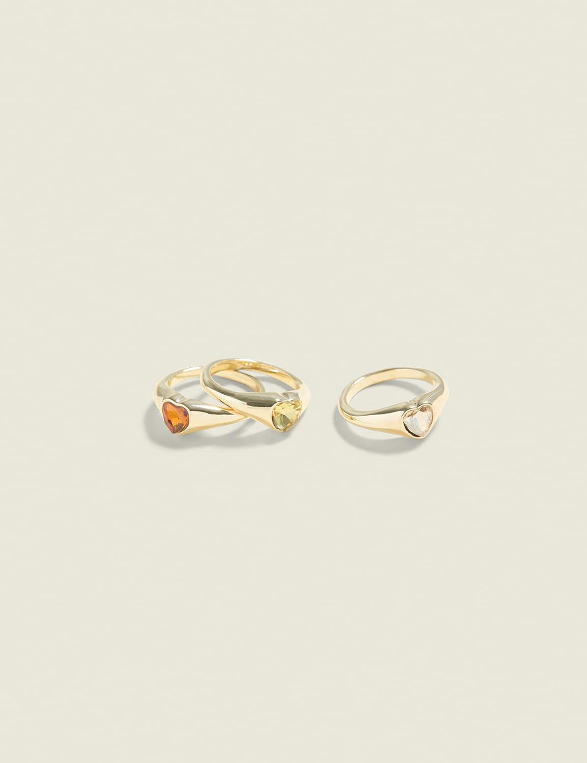 goldtone heart ring 3-pack