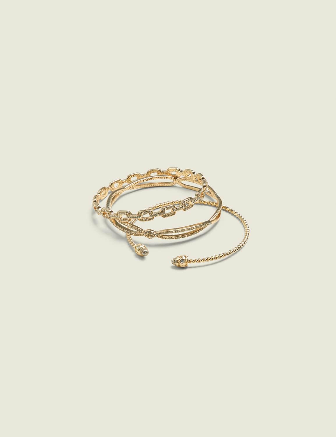 goldtone pave bangle set