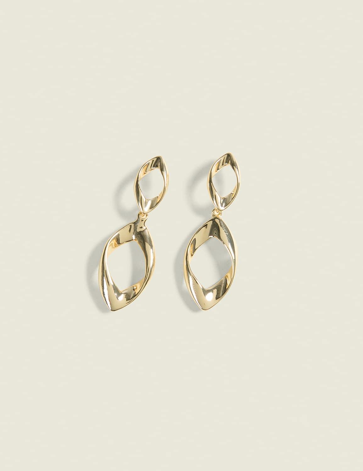 goldtone twisted double drop earrings