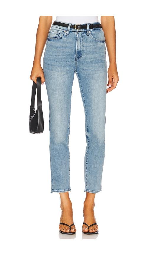 good american always fits good classic slim straight jeans in blue. - size 20-26 (also in 28-32)