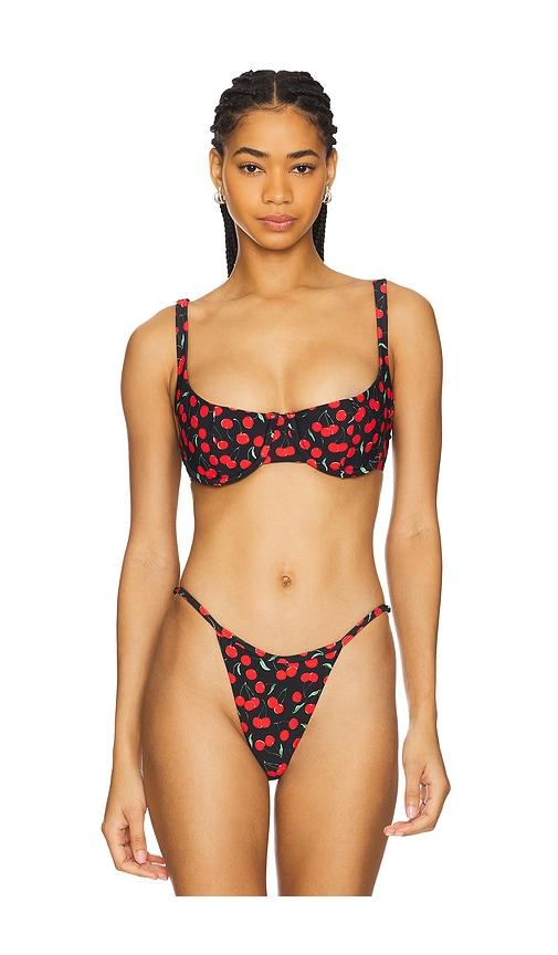 good american balconette bikini top in black. - size l (also in s)