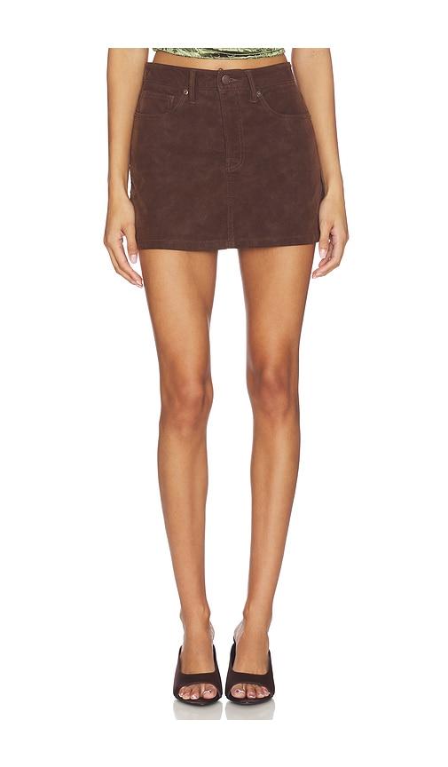 good american better than suede good 90's mini skirt in chocolate. - size 0 (also in 6, 8, 14)
