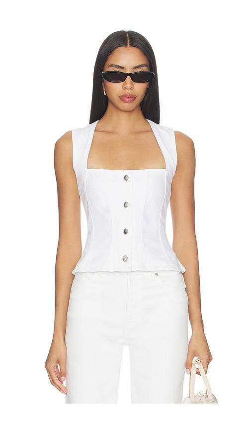 good american button front peplum top in white. - size l (also in m, s, xl)