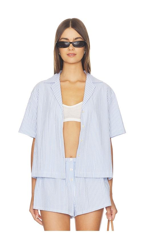 good american camp shirt in blue. - size l (also in xs, s, m)