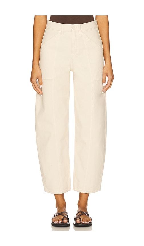 good american canvas cropped barrel pants in beige. - size 0 (also in 4, 10, 12, 16, 18, 20, 22, 24)