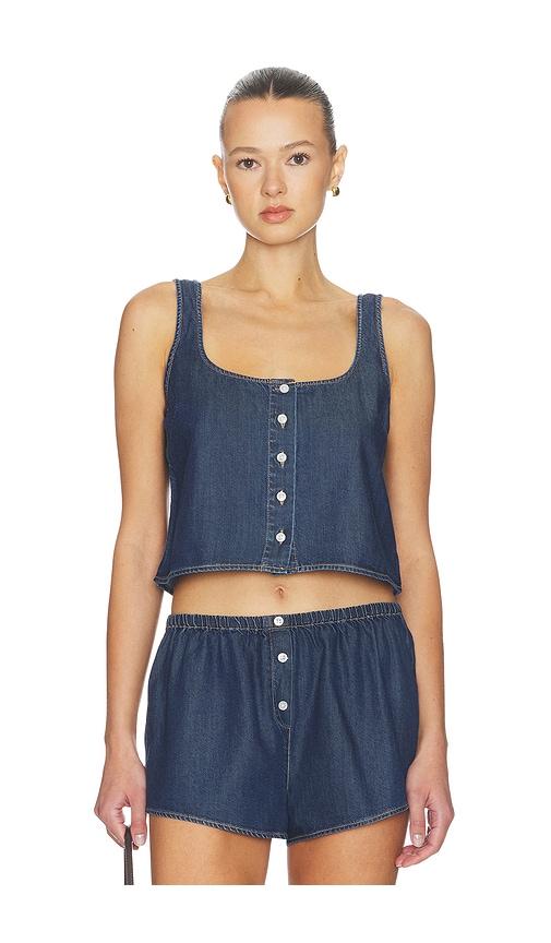 good american denim button front tank top in blue. - size l (also in xs, s, m, xl)
