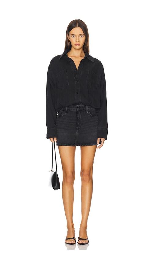 good american denim shirt dress in black. - size m (also in xs, s)