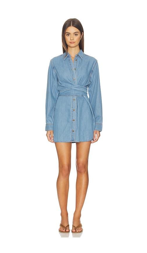 good american denim wrap shirt dress in blue. - size l (also in xs, s, m)