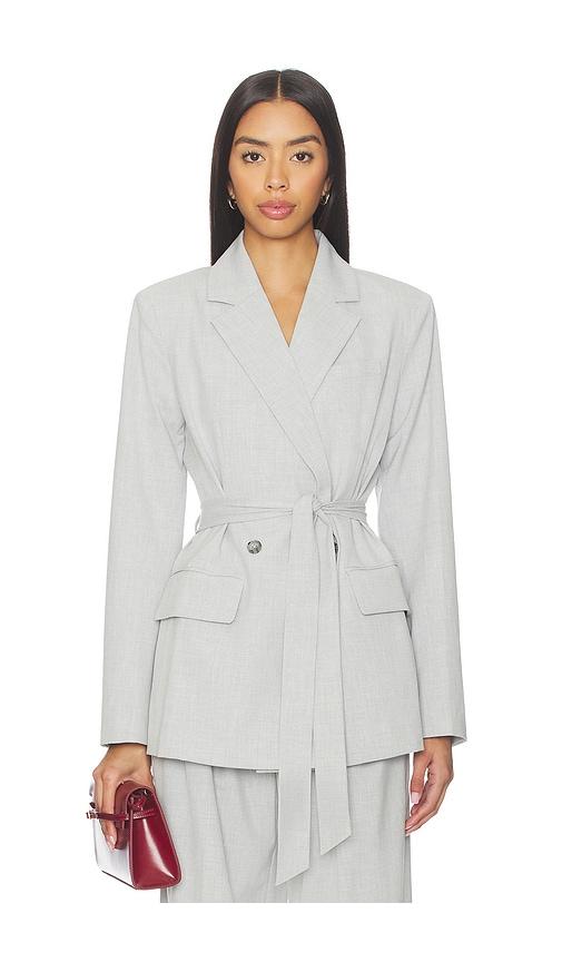 good american essential suiting belted blazer in light grey. - size 3x (also in m, 4x, 5x)