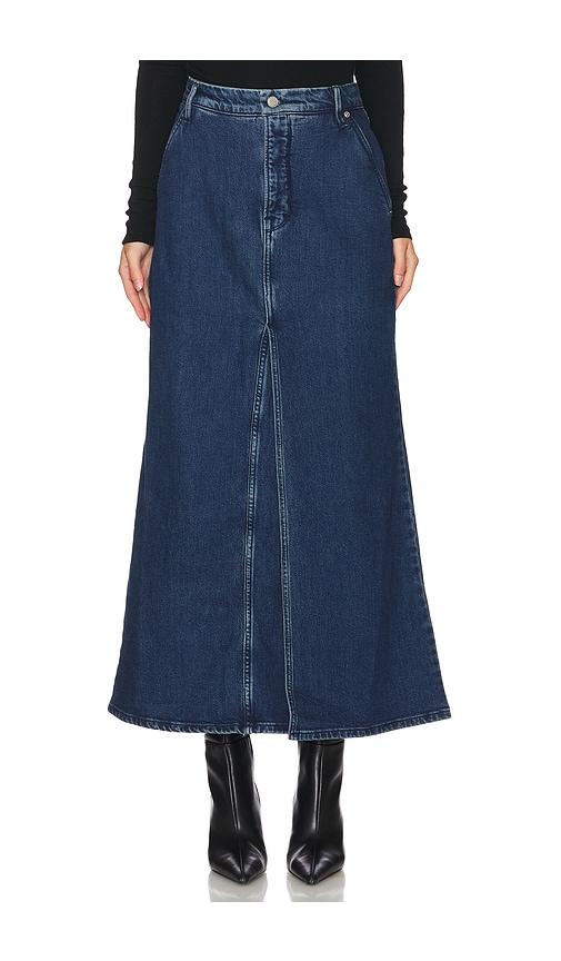 good american fit and flare denim maxi skirt in blue. - size 2 (also in 22)
