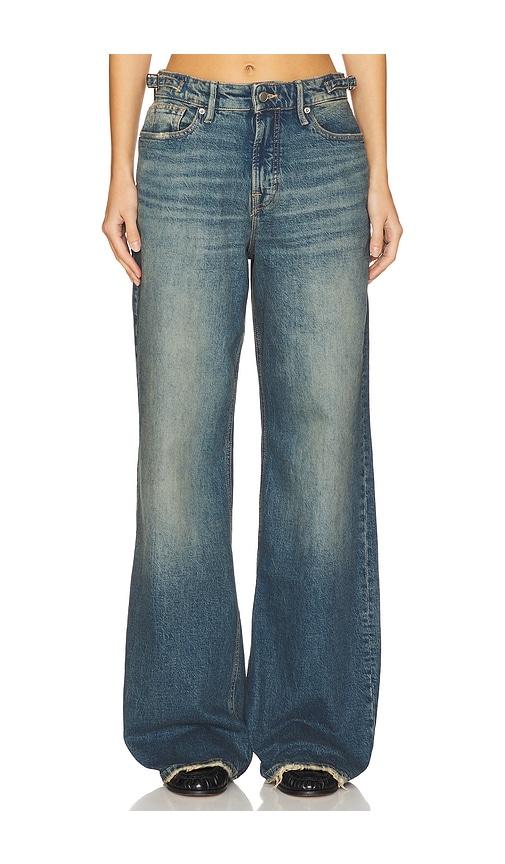 good american good ease adjustable tabs jeans in denim-medium. - size 2 (also in 4)