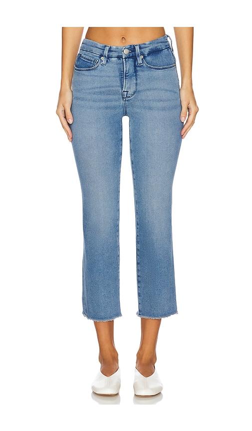 good american good petite straight split pockets jeans in denim-medium. - size 20 (also in 22, 24)