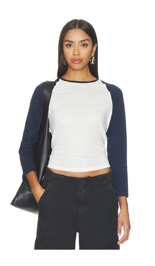 good american long sleeve raglan tee in white. - size l (also in m, s, xl/1x, xs)