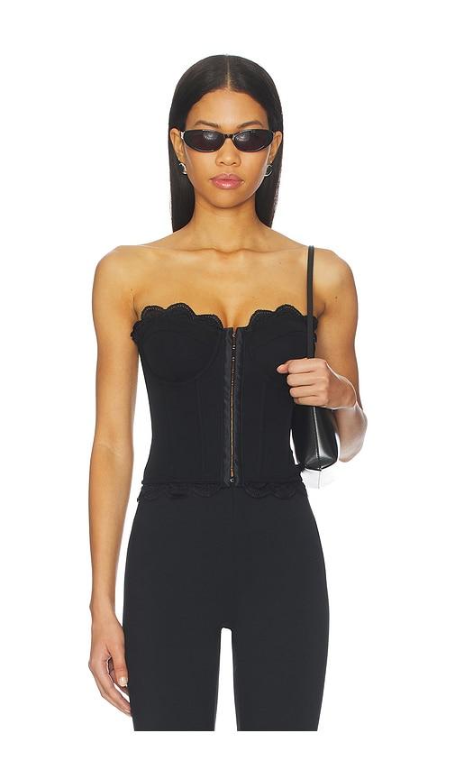 good american matte jersey lace trim bustier in black. - size xl/1x (also in xs)