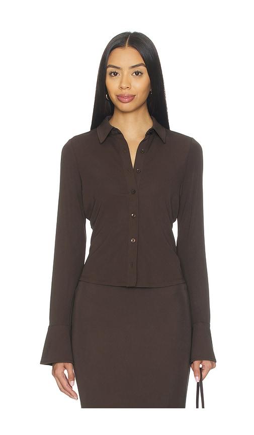 good american matte jersey long sleeve shirt in brown. - size s (also in xxxxl/4x)