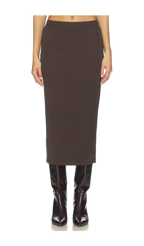 good american matte jersey midi pencil skirt in brown. - size l (also in xs, s)