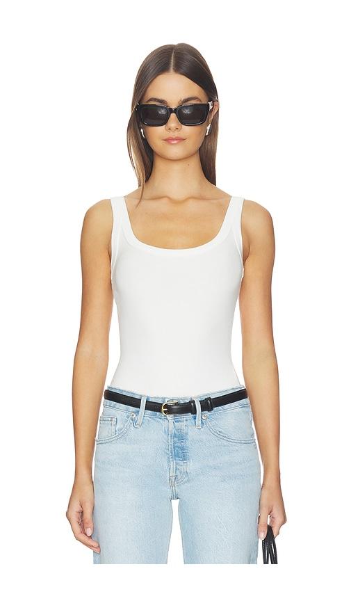 good american modal rib tank bodysuit in white. - size l (also in xl)