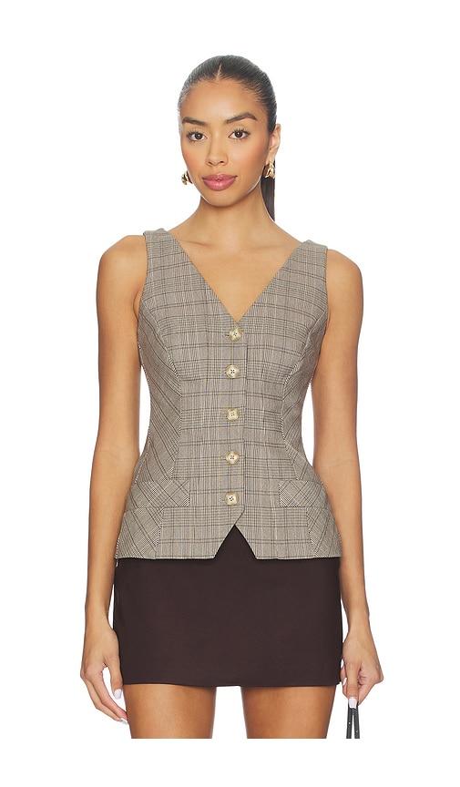good american plaid vest in grey. - size m (also in s, xs)