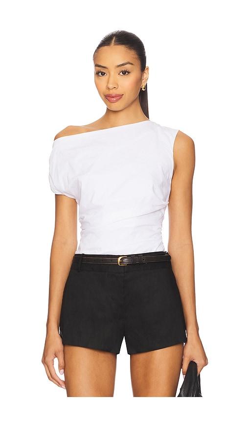 good american poplin off shoulder top in white. - size l (also in m, s, xxxxl/4x)
