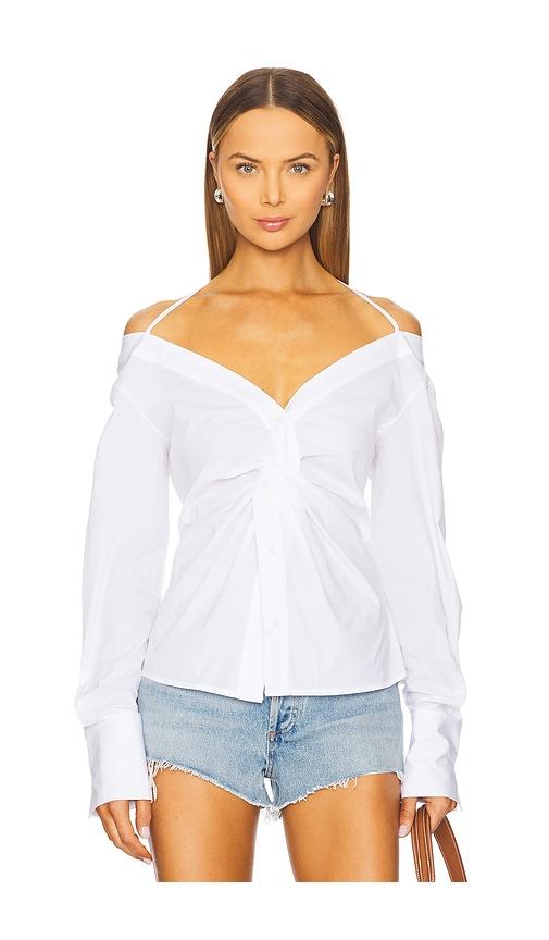 good american poplin off shoulder top in white. - size m (also in xxxxl/4x)