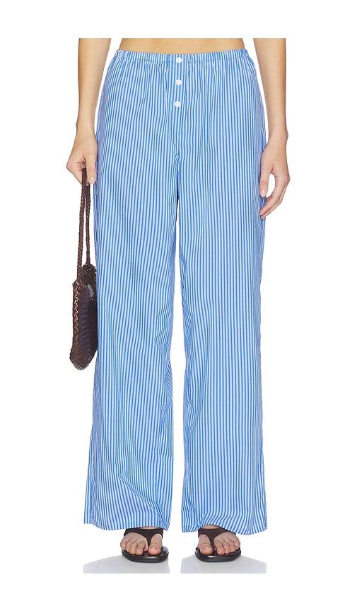 good american poplin pull on pants in blue,white. - size l (also in m, s, xl, xs)