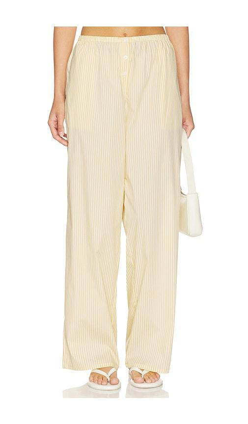 good american poplin pull on pants in lemon. - size l (also in m, s, xs)