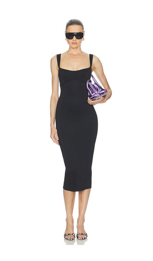 good american sculpting sweetheart midi dress in black. - size l (also in xs, s, m)