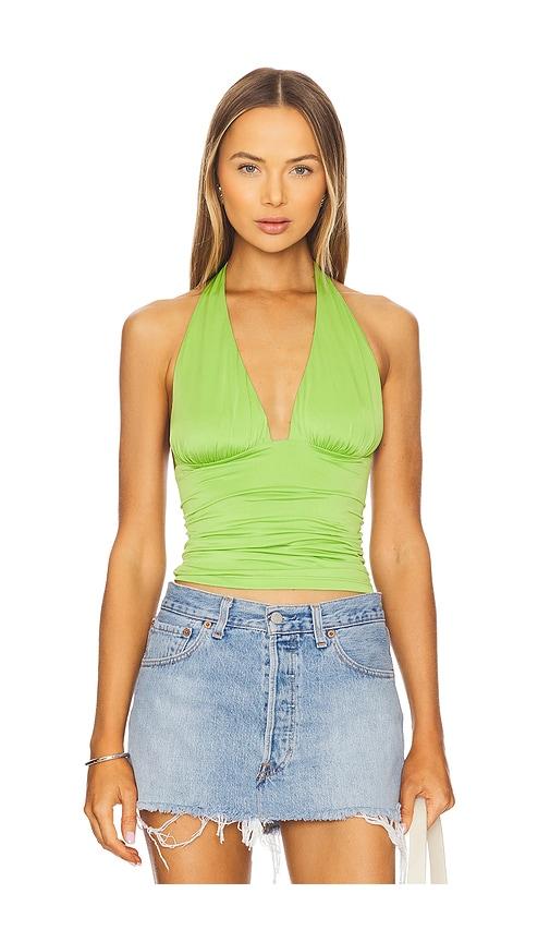 good american slinky jersey halter top in green. - size xxxl/3x (also in xxxxl/4x)